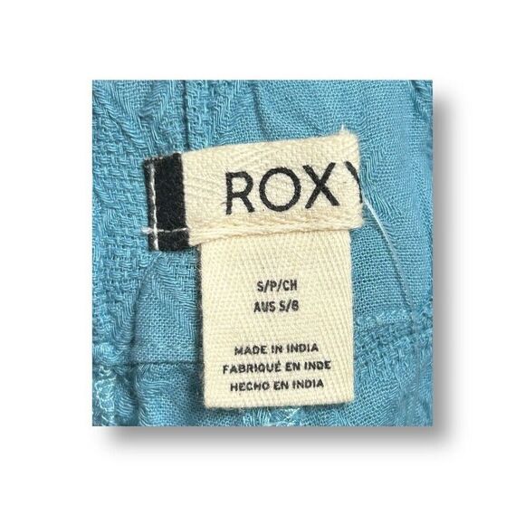 Roxy S Adriatic Blue Cotton Pull-On Textured Shorts Casual Summer Beachwear NWT - Picture 9 of 13